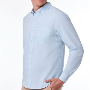 Coolibar Men's Sky Blue Casual Button Down Shirt UPF 50+ Sun protection